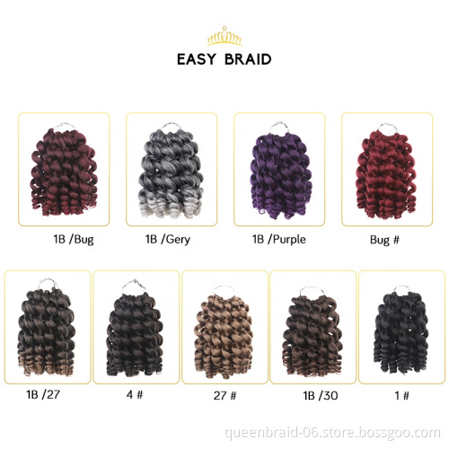 Synthetic Crochet Braiding Hair Jamaican Bounce Crochet Hair 20strands 8" Synthetic Crochet Hair Extension Ombre Jumpy Wand Curl